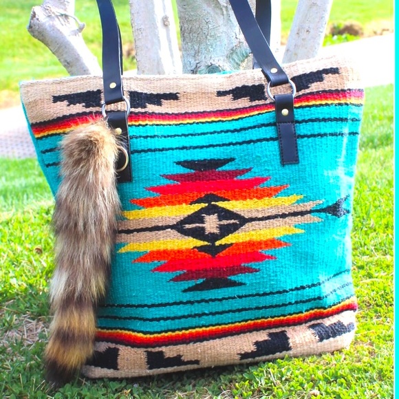 Handbags - NWOT Southwestern Style Turquoise Wool Bag